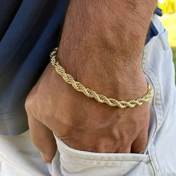 2-5MM Stainless Steel Rope Bracelets for Men Adjustable Gold Silver Color Links