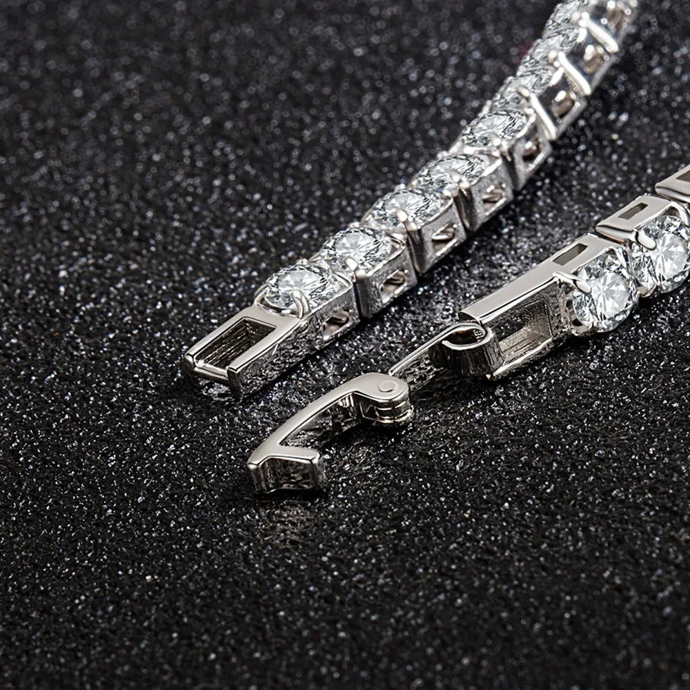 S925 Sterling Silver Bracelet Zirconia Tennis Ball Women Fashion Jewelry 4mm 16-20c
