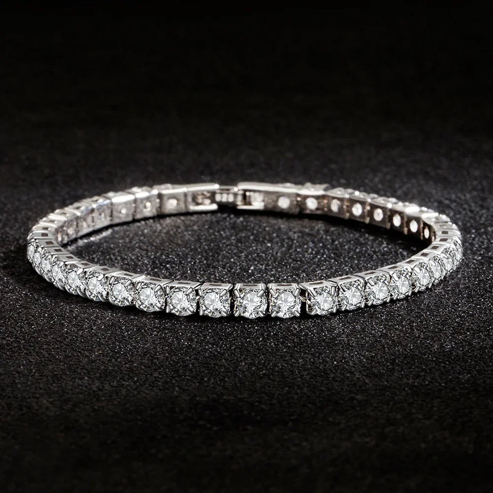 S925 Sterling Silver Bracelet Zirconia Tennis Ball Women Fashion Jewelry 4mm 16-20c