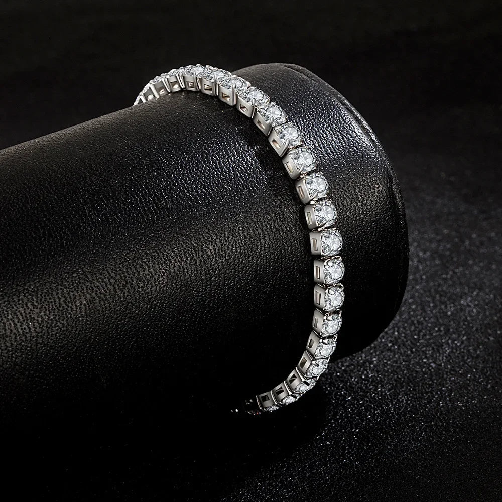 S925 Sterling Silver Bracelet Zirconia Tennis Ball Women Fashion Jewelry 4mm 16-20c